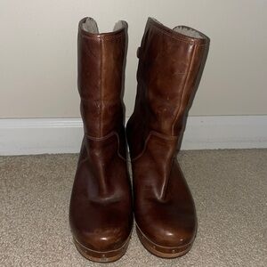 Womens UGG Cora Lynn Brown Leather Fold Over Boots